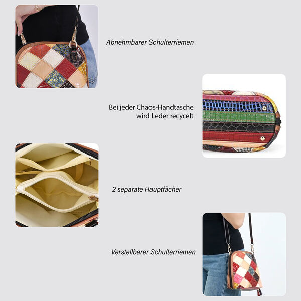 Chaos by Elsie- Echtleder Umhängetasche mit RFID-Schutz und Kroko-Prägung, Rautenmuster, 19x11x20cm image number 3