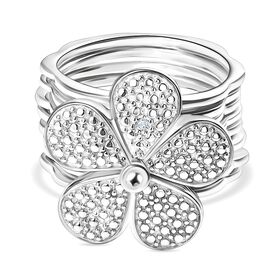 Wei&szlig;er Diamant Konvertierbarer Blumen-Ring, umwandelbar zum Armband, Nickelfreies Messing, 18cm
