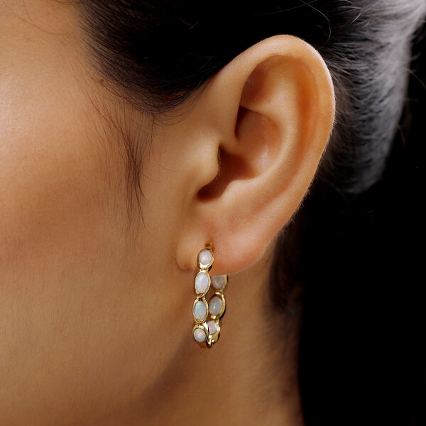 Nat&uuml;rlicher &Auml;thiopischer Opal Ohrringe 925 Silber Gelbgold Vermeil ca. 2,72 ct image number 3