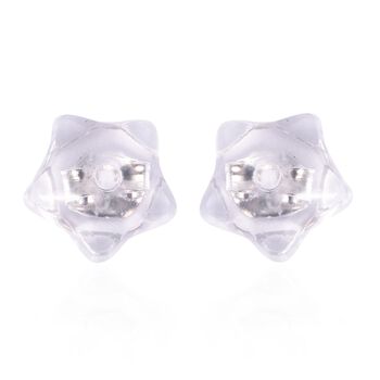 9 Paar Ohrstopper Set Stern, 925 Silber Kern mit Silikon, rhodiniert vergoldet ros&eacute;vergoldet