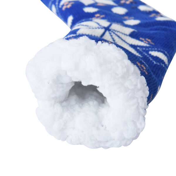 2er-Set - Rutschfeste Haussocken mit Sherpafutter, Schneeflockenmuster, Einheitsgröße, Schwarz und Blau  image number 4