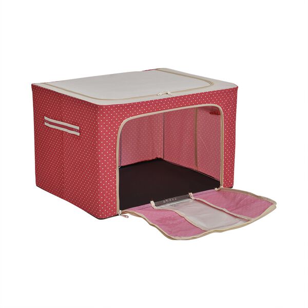 66L Aufbewahrungsbox mit Metallrahmen, Stapel- und faltbar, 50x40x33cm, Rot image number 4