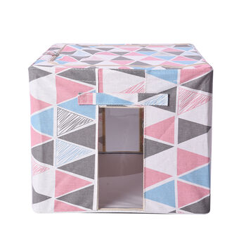 Aufbewahrungstasche Organizer mit Griff, Dreieckiges Muster, Wei&szlig; und Mehrfarbig