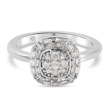 Diamant Ring 925 Silber platiniert (Größe 19.00) ca. 0,33 ct