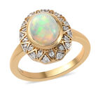 Natürlicher Äthiopischer Opal und Zirkon Ring 925 Silber vergoldet  ca. 1,43 ct image number 3