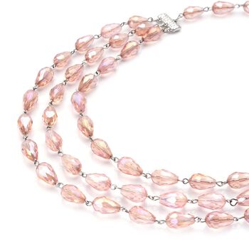 Rosafarbenes Glas Halskette ca. 56 cm, Eisen