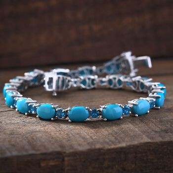 AA Sleeping Beauty T&uuml;rkis und Neon Apatit Armband, 19cm - 17,24 ct.