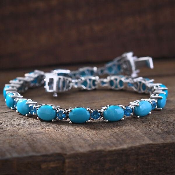 AA Sleeping Beauty Türkis und Neon Apatit Armband, 19cm - 17,24 ct. image number 2