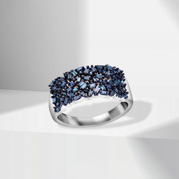 Blauer Diamant Ring 925 Silber platiniert (Größe 16.00) ca. 1.00 ct image number 1