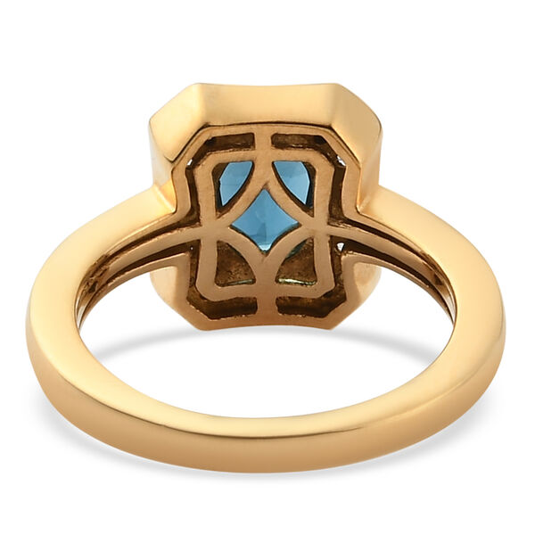 London Blau Topas und Zirkon Ring 925 Silber vergoldet  ca. 1,13 ct image number 6