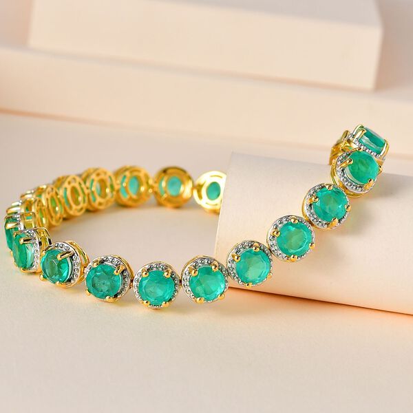 Smaragd-Triplette-Quarz Armband ca. 18 cm 925 Silber Gelbgold Vermeil ca. 21,21 ct. image number 2