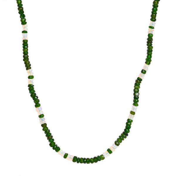 Nat&uuml;rlicher Chromdiopsid, Nat&uuml;rlicher, &auml;thiopischer Welo Opal Halskette, ca. 45 cm 925 Silber rhodiniert ca. 56.55 ct image number 0