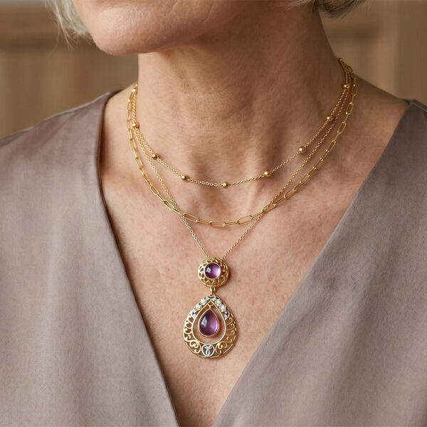 D'Joy Flamingo Mondstein und Zirkon zweifarbiger Anh&auml;nger mit 50cm Kette - 4,14 ct. image number 2