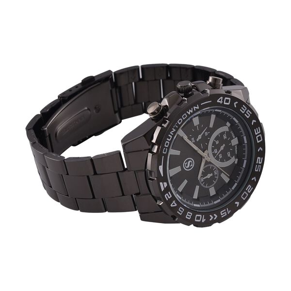 STRADA - Japanisches Uhrwerk mit rotierbarem Skalenring und Edelstahl, Schwarz image number 5