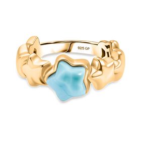 GP Celestial Dream Kollektion - Larimar, Kanchanaburi Blauer Saphir Ring 925 Silber 750 Gelb Vergoldet (Größe 18.00) ca. 2.17 ct