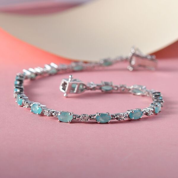 Grandidierit und weißes Zirkon Armband, ca. 19 cm, 925 Silber platiniert ca. 5.36 ct image number 2