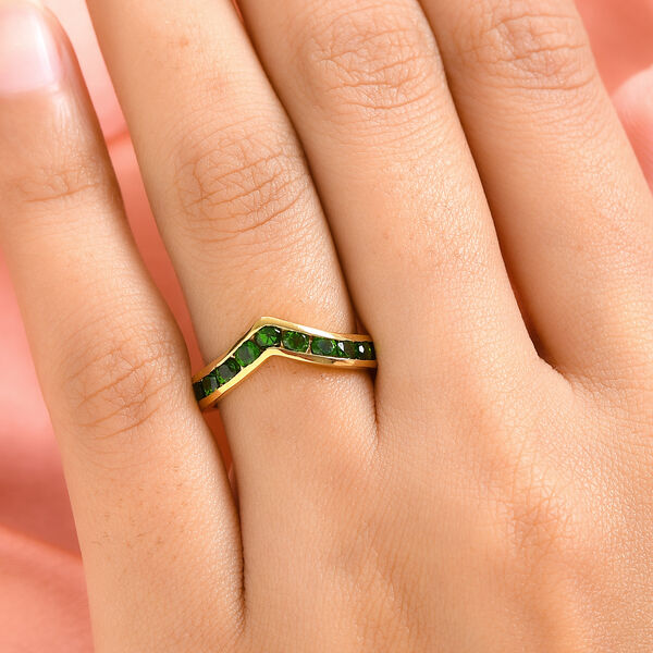 Nat&uuml;rlicher Chromdiopsid Ring 925 Silber vergoldet  ca. 1,10 ct image number 3