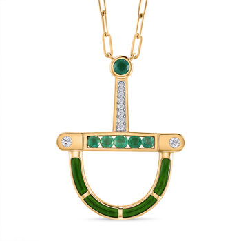 D'Joy AAA Kagem Sambischer Smaragd Halskette ca. 50 cm 925 Silber 750 Gelbgold vermeil ca. 0,59 ct.