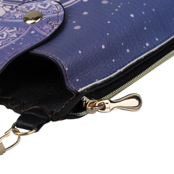 Boho Stil Crossbody Handytasche, Gr&ouml;&szlig;e 18x10,5 cm, Dunkelblau image number 4