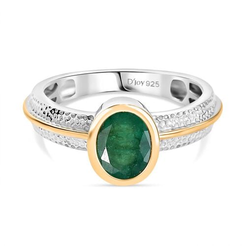 D’joy AA Socoto Smaragd Ring 925 Silber platiniert und vergoldet (Größe 18.00) ca. 1,18 ct image number 0