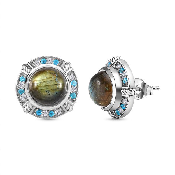 GP Art D&eacute;co Kollektion - Labradorit, Neon Apatit und Multi-Edelstein-Ohrringe - 10,24 ct. image number 0