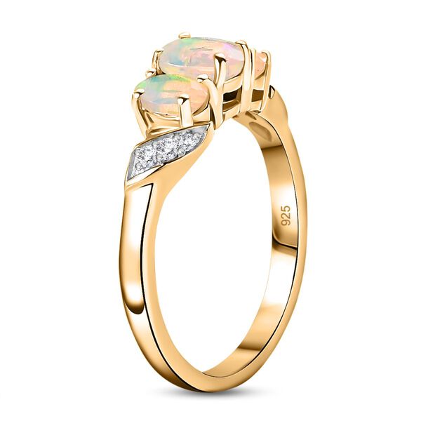 AA Nat&uuml;rlicher, &auml;thiopischer Welo Opal Ring 925 Silber 750 Gelbgold Vermeil (Gr&ouml;&szlig;e 17.00) ca. 0,68 ct image number 6