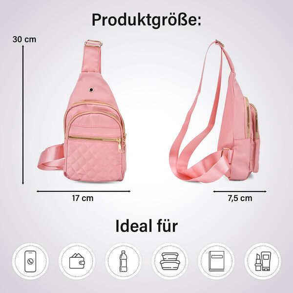 Rucksack mit RFID-Schutz in Steppoptik, 17x7,5x30cm, Rosa image number 5