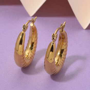 Geh&auml;mmerte Creolen, 316L Edelstahl, goldfarben