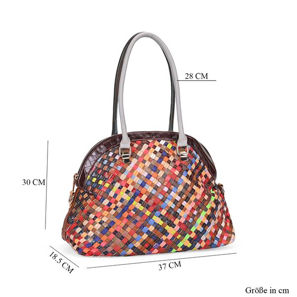 Chaos By Elsie - Farbenfrohe Echtleder Crossbody Tasche, Gewebtes Muster image number 7