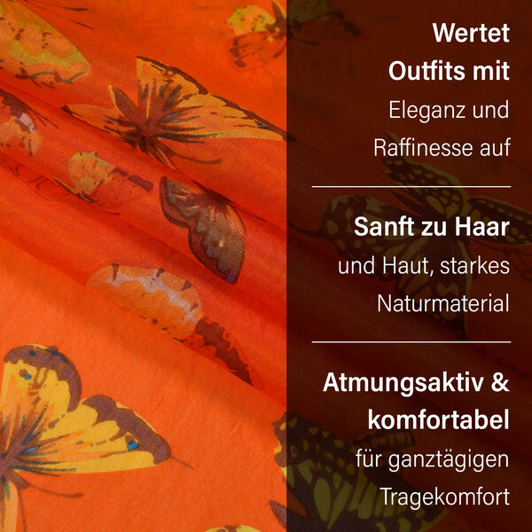 LA MAREY - Chiffonschal aus 100% Maulbeerseide mit Schmetterlingsmuster image number 4