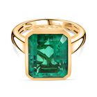 Smaragd-Quarz-Triplette Ring, 925 Silber 750 Gelb Vermeil (Größe 17.00) ca. 7.10 ct