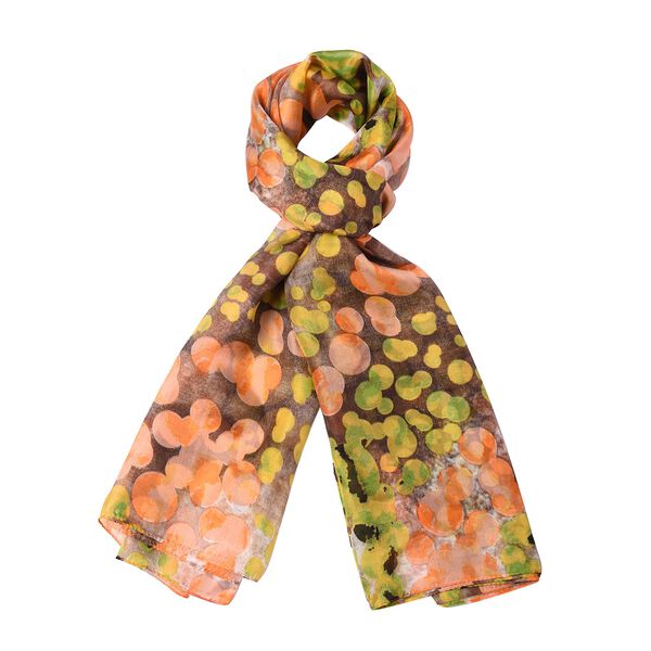 LA MAREY - 100% natürlicher, bedruckter Maulbeerseiden-Schal in Geschenkbox, 110x180 cm, Gelb image number 3