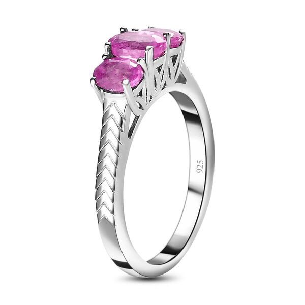 Ilakaka Rosa Saphir-Trilogie-Ring, 925 Silber platiniert, 1,70 ct. image number 5