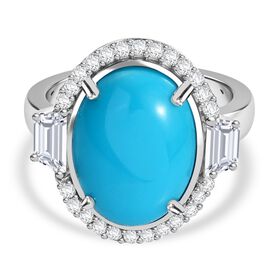 AA Amerikanischer, natürlicher Sleeping Beauty Türkis und Zirkon-Ring - 8,35 ct.