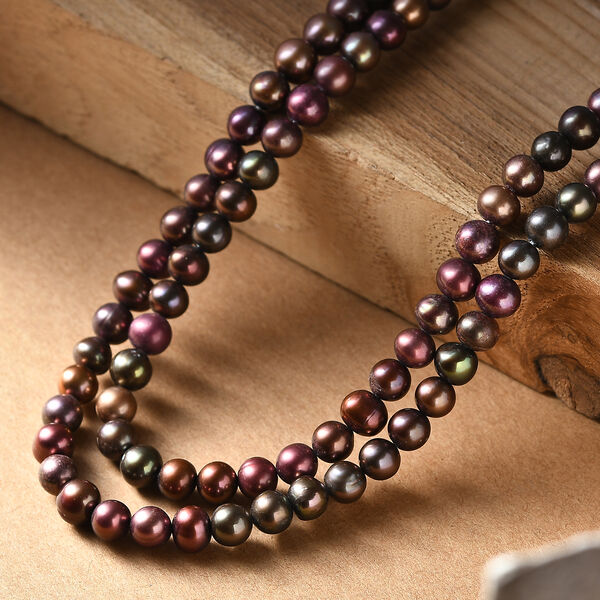 Bronze gefärbte Süßwasserperle Halskette, 70 cm image number 2