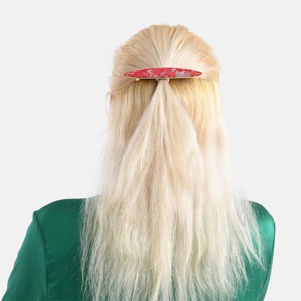 LA MAREY 2er-Set Brokat Seiden-Haarnadel und Ohrringe mit Geschenkbox, Rot image number 4