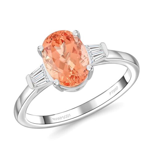 RHAPSODY zertifiziert und geprüft AAAA kaiserlicher Topas und VS-EF Diamant Ring in 950 Platin - 3,30 ct. image number 0
