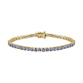 Tansanit, Weißer Topas Armband ca. 20 cm 925 Silber vergoldet ca. 7.43 ct