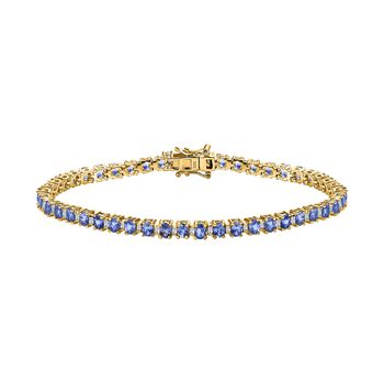 Tansanit, Wei&szlig;er Topas Armband ca. 20 cm 925 Silber vergoldet ca. 7.43 ct