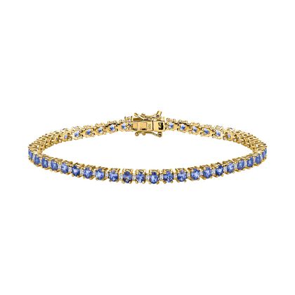 Tansanit, Wei&szlig;er Topas Armband ca. 20 cm 925 Silber vergoldet ca. 7.43 ct