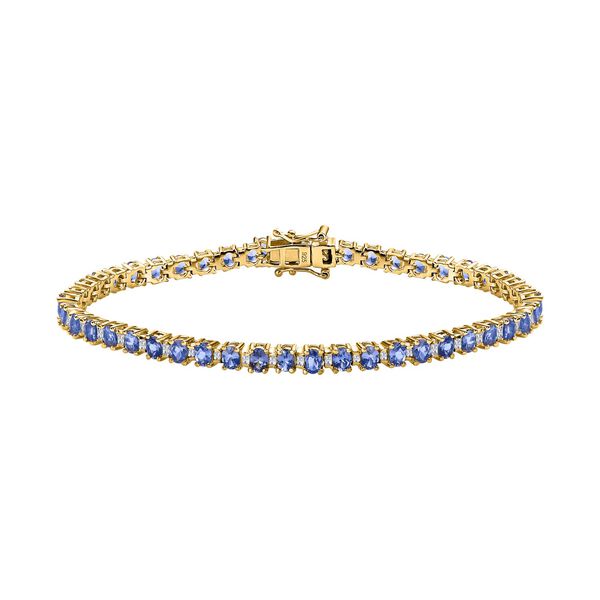 Tansanit, Weißer Topas Armband ca. 20 cm 925 Silber vergoldet ca. 7.43 ct image number 0