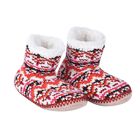 1 paar rutschfeste und gestrickte Hausschuhe mit Fellfutter, Größe S, Rot