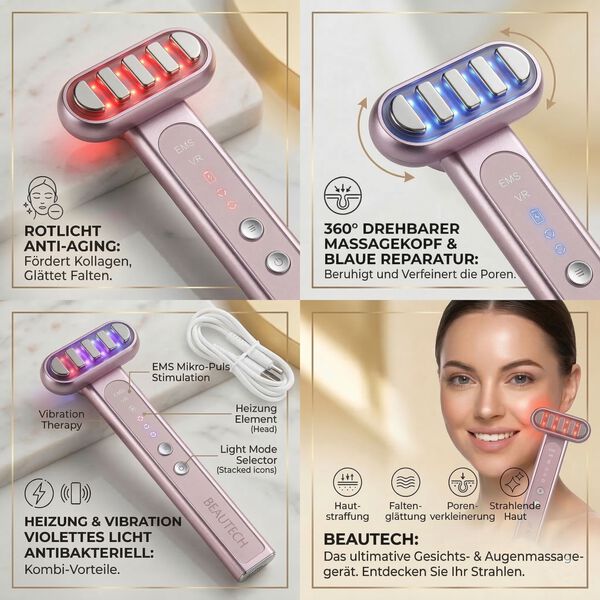 BEAUTECH Gesichts- und Augenmassageger&auml;t 360-Grad mit EMS-Technologie image number 3