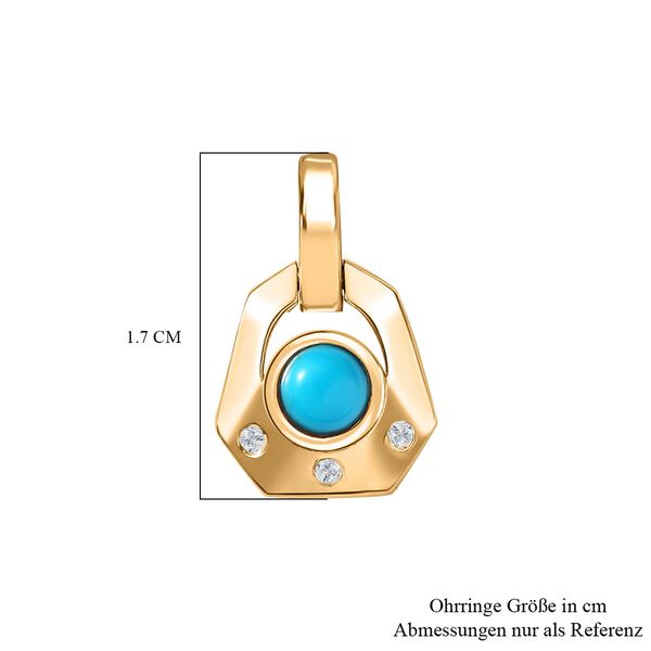 AA Sleeping Beauty T&uuml;rkis, Wei&szlig;er Zirkon Art Deco Ohrringe 925 Silber 750 Gelbgold Vermeil ca. 0.61 ct image number 7