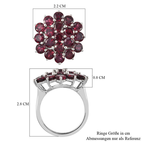 Rhodolith Granat Cluster Ring 925 Silber platiniert  ca. 6,57 ct image number 7