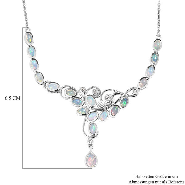 AA nat&uuml;rliche &auml;thiopische Welo-Opal und Zirkon Halskette in Silber 3,52 Ct image number 6