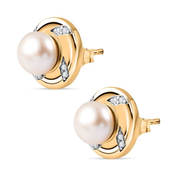 Süßwasserperlen und Zirkon Ohrringe - 6,25 ct. image number 4