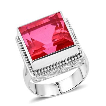 Padparadscha Quarz Triplette Ring 925 Silber (Gr&ouml;&szlig;e 17.00) ca. 19,33 ct