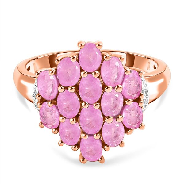 Ilakaka Rosa Saphir und wei&szlig;er Zirkon Ring, 925 Silber ros&eacute;vergoldet (Gr&ouml;&szlig;e 17.00) ca. 3,72 ct