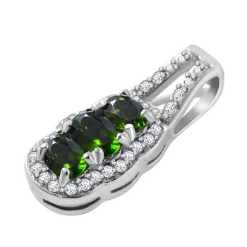 Nat&uuml;rlicher Chromdiopsid und Zirkon-Anh&auml;nger - 0,76 ct.